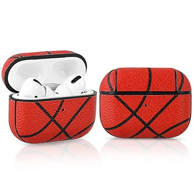 Abbildung von Derhom Airpods Pro Schutzhülle aus Silikon, niedlich, lustig, kompatibel mit Apple [Leder Serie] (Basketball)