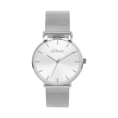 Abbildung von s.Oliver Armbanduhr Damen Quarzuhr Analog, mit Edelstahl Armband, Silber, 3 bar Wasserdicht, Kommt in Uhren Geschenk Box, 2033515