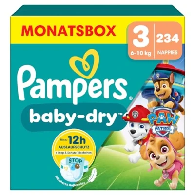 Abbildung von Pampers Paw Patrol (Baby Dry), Windeln Größe 3 (6kg 10kg), Limited Edition, 234 Windeln, bis zu 12h Rundum Auslaufschutz