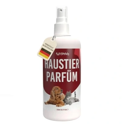 Abbildung von Petsly® Katzen &amp; Hundeparfüm Pfirsich 250ml Spray zur Fellpflege Hund Neutralisierung von schlechtem Geruch, Hunde Trockenshampoo, Deo, Parfüm