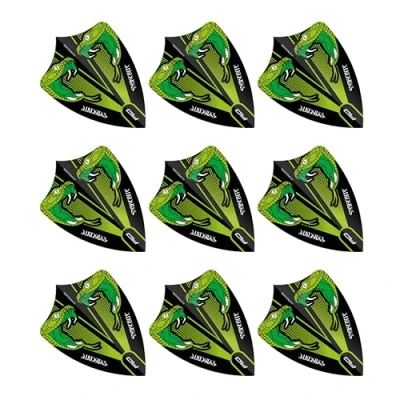 Abbildung von RED DRAGON Hardcore Peter Wright Snakebite Grün transparent Freestyle Dart Flüge 3 Sätze pro Packung (insgesamt 9 Flüge)