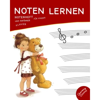 Abbildung von Notenheft. Noten lernen für Kinder und Anfänger. Klavier.