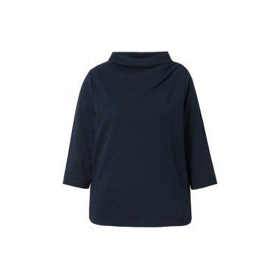 Abbildung von Ulla Popken Draped Textured Sweatshirt, Damen, Größe: 42/44, Marine