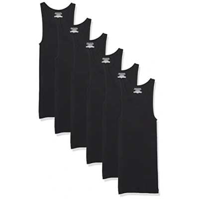 Abbildung von Amazon Essentials Herren Ärmellose Unterhemden, 6er Pack, Schwarz, L