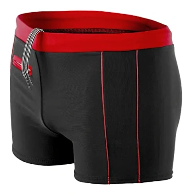 Abbildung von Aquarti Herren Badehose Kurz mit Kontrastpaspel, Farbe: 010 Schwarz/Rot, Größe: 3XL