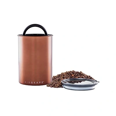 Abbildung von Planetary Design Airscape Kaffeedose aus Edelstahl Frischhaltedose für Lebensmittel Patentierter luftdichter Deckel Überschüssige Luftkonservierung Lebensmittelfrische (mittell, Kupfer)