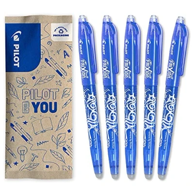 Abbildung von Pilot 5 Frixion Ball Gel Tinte radierbar nachfüllbar und ergonomisch Blau feine Spitze