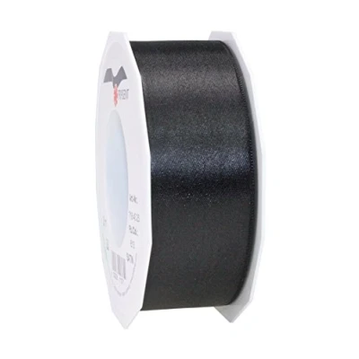 Abbildung von PRÄSENT C.E. Pattberg Satin schwarz, 25 m Satinband zum Einpacken von Geschenken, 40 mm Breite, Geschenkband Dekorieren &amp; Basteln, Dekoband, Anlass