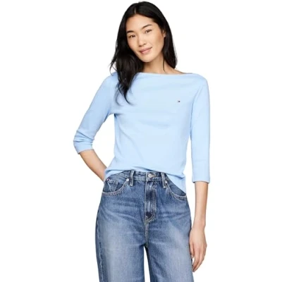 Abbildung von Tommy Hilfiger NEW CODY SLIM BOAT 3/4 Langarmshirt, Damen, Größe: XXS, Vessel blue