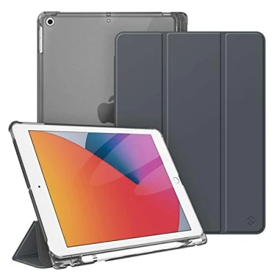 Abbildung von Fintie Hülle für iPad 9. Generation 2021/8. Gen 2020/7. 2019 10.2 Zoll mit Stifthalter, ultradünne leichte Schutzhülle transparenter Rückseite und Auto Schlaf/Wach Funktion, Himmelgrau