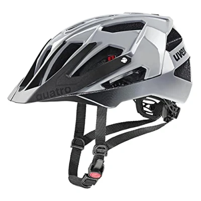 Abbildung von uvex quatro sicherer MTB Helm für Damen und Herren individuelle Größenanpassung verstellbarer Schirm rhino black 56 61 cm