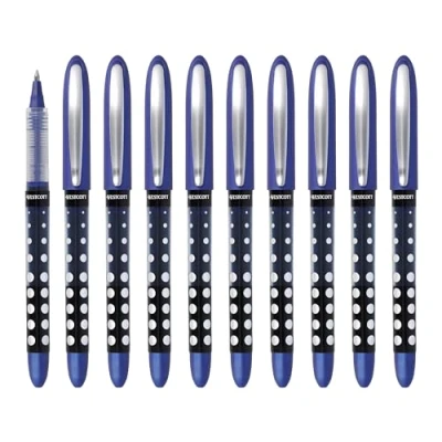 Abbildung von Westcott PULSAR Tintenroller Blau 10 Stück Vorteilspack Rollerball Pen blaue Tinte präzise 0,5 mm Strichstärke, transp. Füllstandsanzeige, Kapillartechnologie, ergonomischer Griff E 730617 00
