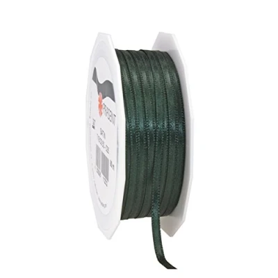Abbildung von PRÄSENT C.E. Pattberg Satin tannengrün, 50 m Satinband zum Einpacken von Geschenken, 3 mm Breite, Geschenkband Dekorieren &amp; Basteln, Dekoband, Anlass