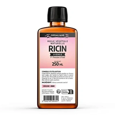 Abbildung von Rizinusöl 250 ml Orgaliane rein und natürlich Bart, Haare, Wimpern, Nägel, Haut.