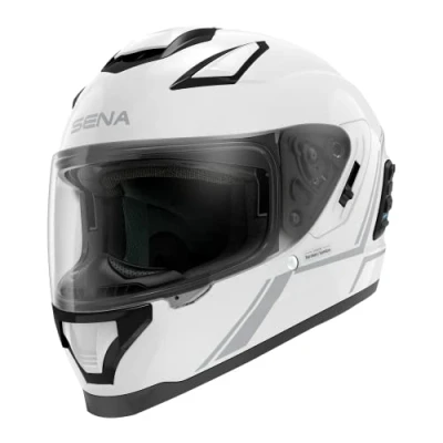 Abbildung von Sena Stryker Bluetooth Integralhelm mit Sound by Harman Kardon und integriertem Mesh Intercom System / Sonnenblende MP3 Sprachwahl (Weiß, L)