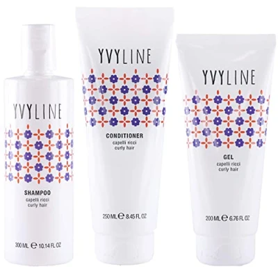 Abbildung von Yvyline Produktset für lockiges Haar Shampoo + Spülung Conditioner Gel 3 teiliges Testset Curly Girl System, Step Wash, Conditioning und Definition