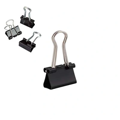 Abbildung von D.RECT Metal Foldbackklammern Verpackung 12 Stück x Pack(144 Klammern) 15mm Schwarz Vielzweckklammern, Metall Binder Clips für: Notizen, Briefpapier Büroklammern