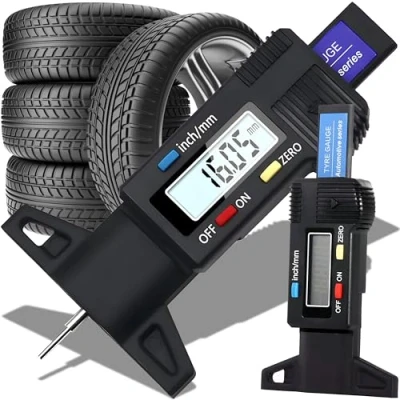 Abbildung von Retoo Reifen Profiltiefenmesser, Reifenmessergerät, Digital Reifenprofilmesser, Tiefenmesser mit LCD Display 025.4 mm, Profilmesser Messchieber, Messgerät für PKW, Vans, Motorrad, LKW