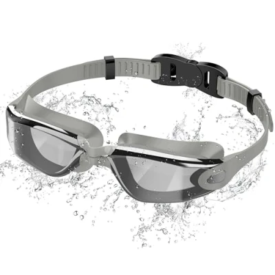 Abbildung von Ambienden Schwimmbrille, Anti Fog Schwimmbrille mit klarer Sicht, UV Schutz, Schnellverstellung, Silikondichtung, Unisex für Erwachsene und Jugendliche, Grau Elektroplattierung