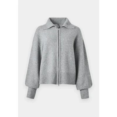 Abbildung von Pieces Pcmalou LONG Sleeve ZIP Strickjacke, Damen, Größe: Medium, Medium grey