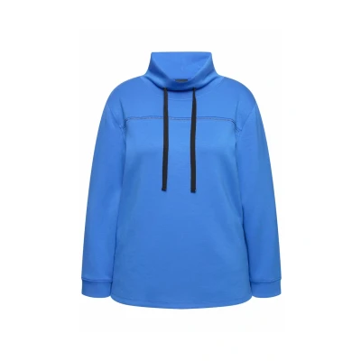 Abbildung von Ulla Popken AVEC Pierres Fantaisie Collection Classic COL Montant Sweatshirt, Damen, Größe: 42/44, Royal blue