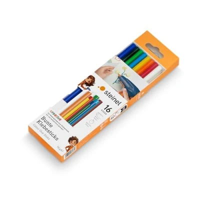 Abbildung von Steinel Niedrigtemperratur Klebesticks Color, bunte 85 Heißklebesticks 7 mm, 16 Stk. Heißklebepatronen, für Klepistole GlueMatic 1007 LT, Bunt
