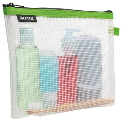 Abbildung von Leitz WOW Reise Zip Kulturbeutel, durchsichtig, Wasserabweisend, Idealer Kosmetikbeutel für Reisen und im Handgepäck, Maße (BxHxT): 24 x 17 3 cm, Grün, 40140054
