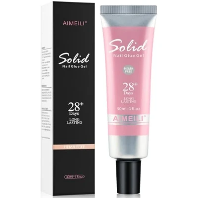 Abbildung von AIMEILI Solid Nail Glue Gel 30ml, 3 in 1 Fester Nagelkleber für Tips Extra Starker Kleber for Press on Nails and Soft