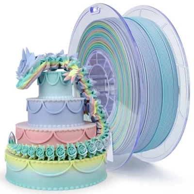 Abbildung von ZIRO Matt Farbverlauf 3D Drucker Filament, Matte Multicolor PLA Filament 1.75mm, Regenbogen 1KG/2.2lb, Macaron Farbe