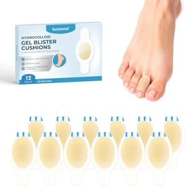 Abbildung von Sumiwish Hydrocolloid Blister Bandages for Feet Extra Cushioning Foot, Toe &amp; Heel Protection Ideal Prevention Recovery Water Resistant (12 Count, Pack)