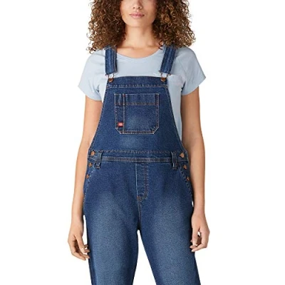 Abbildung von Dickies Damen Denim Boyfriend Bib Overall Latzoverall, Retro Stonewash, Large