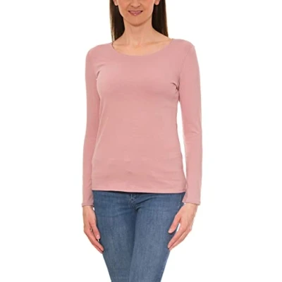 Abbildung von Alkato Damen Langarm Shirt mit O Ausschnitt, Farbe: Beige, Größe: XL