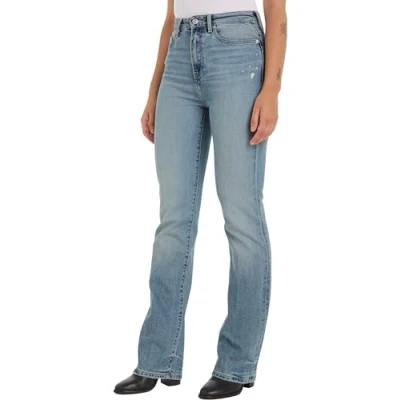 Abbildung von Tommy Hilfiger HIGH RISE Distressed Jeans Straight Leg, Damen, Größe: 34x32, Ash