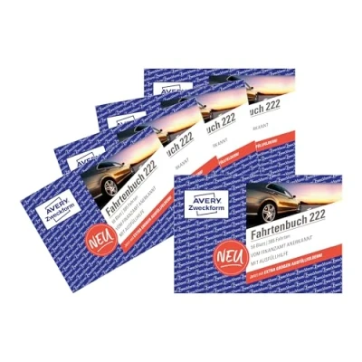 Abbildung von AVERY Zweckform 222 5 Fahrtenbuch (für PKW, vom Finanzamt anerkannt, A6 quer, 112 Seiten385 Fahrten, für Deutschland &amp; Österreich zur Abgrenzung privater/geschäftlicher Fahrten) 5er Pack