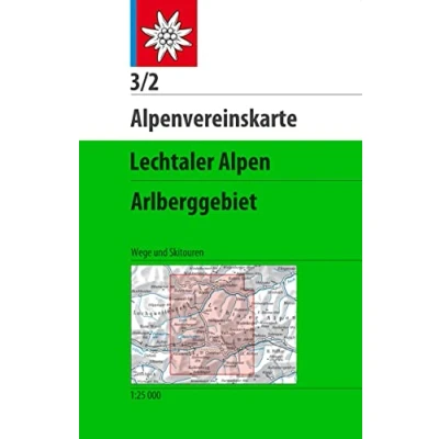 Abbildung von Lechtaler Alpen, Arlberggebiet: Topographische Karte 1:25.000 mit Wegmarkierungen und Skirouten: Wege Skitouren (Alpenvereinskarten)
