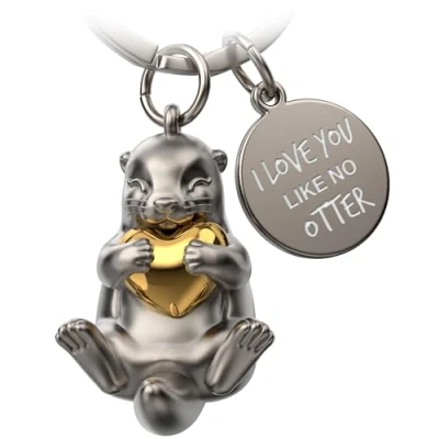Abbildung von FABACH otter Schlüsselanhänger Otty mit Herz Glücksbringer Geschenke Freundin Partner Liebe Paare Jahrestag Gravur I love you like no