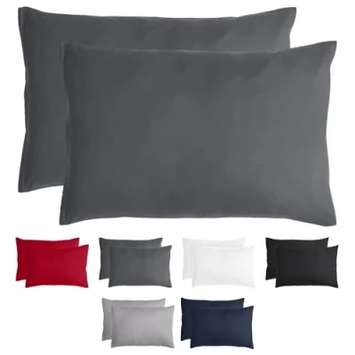 Abbildung von Komfortec Kissenbezug 40x60 cm 2er Set aus Gebürstet Mikrofaser mit Reißverschluss, Atmungskativ und Weich Anthrazit