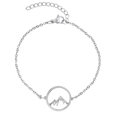 Abbildung von Nuoli® Berg Armband Damen Silber (15 + 5cm verstellbar) Bergarmband für Frauen &amp; Mädchen, Armkette aus Edelstahl mit Anhänger