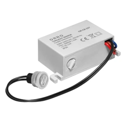 Abbildung von Orno CR 227 Dämmerungsschalter Aussen 230v mit Lichtstärke Anpassung und Externen Sonde IP54