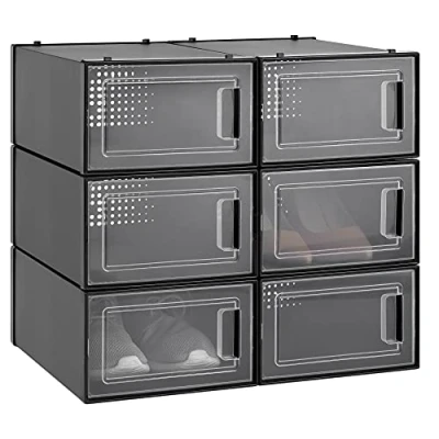 Abbildung von Navaris Schuhbox Set Schuhkarton Schuhkasten Aufbewahrung transparente Frontöffnung platzsparend und stapelbar mit 6 Boxen