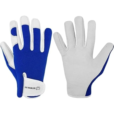 Abbildung von WESTWOOD FOX Arbeitshandschuhe Herren Leder Schnittfeste Handschuhe für Garten Gartenhandschuhe Damen Dornensicher, Dornenfest Gartenarbeitshandschuhe, Blau
