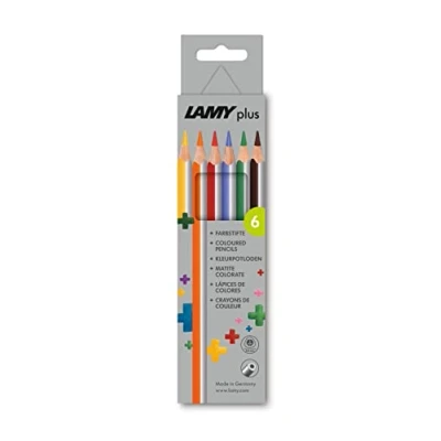 Abbildung von LAMY plus Farbstifte 530 6er Set: Faltschachtel mit 6 Farbstiften aus hochwertigem Zedernholz ergonomischer Dreieckform und hoher Farbbrillanz Dicke Mine Ø 4 mm