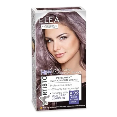 Abbildung von Elea professional Permanente Haarfarbe Artisto № 8.22 hellblond violett 123ml professionelles Ergebnis 100 % Grauhaarabdeckung Angereichert mit Pflegekomplexen aus Ölen