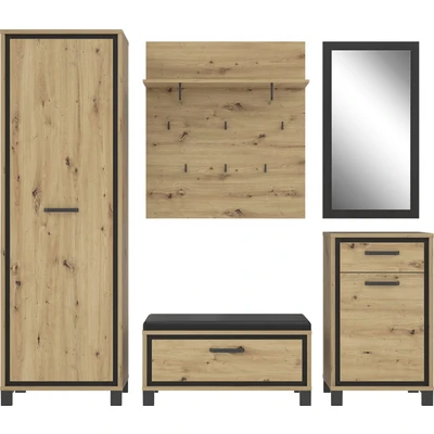 Abbildung von FORTE TRONDHEIM Schuhschrank mit 1 Tür und Schublade, Holzwerkstoff, Artisan Eiche / Schwarzeiche, B xH x T: 54,4 90,9 41,5 cm