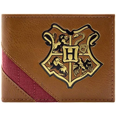 Abbildung von Harry Potter Hogwarts Schulwappen Braun Portemonnaie Geldbörse