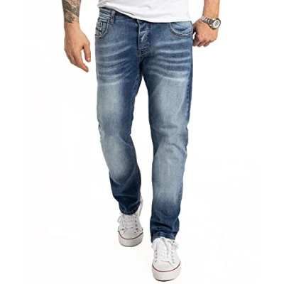 Abbildung von Rock Creek Herren Jeans Comfort Fit Stretch Männerhose Herrenjeans Denim Hosen Herrenhose Straight Cut Stonewashed RC 2358 Blau W36 L30
