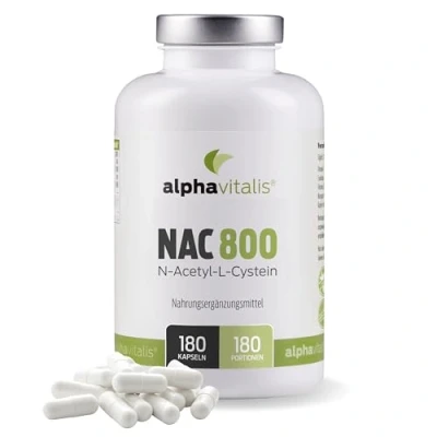 Abbildung von NAC 800 Kapseln N Acetyl L Cystein mg pro Kapsel 180 hochdosiert &amp; vegan hohe Bioverfügbarkeit und Verträglichkeit Beste Qualität von Alphavitalis