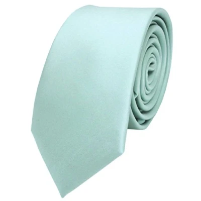 Abbildung von TigerTie Herren Krawatte 6 cm schmale Satin Tie in mint blassmint grün einfarbig uni Business, festliche Veranstaltungen und Freizeit