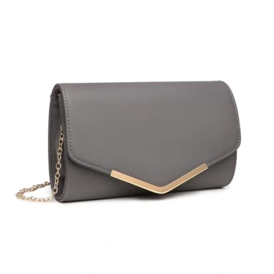 Abbildung von Miss Lulu Clutch Damen Tasche Abendtasche Kettentasche Schultertaschen Party Handtasche Crossbody für Hochzeit Freizeit Date klein Umhängetasche (Grau)