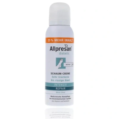 Abbildung von Allpresan diabetic INTENSIV + REPAIR ohne Urea Schaum Creme bei Diabetes mellitus für sehr trockene bis rissige Fußhaut 125ml